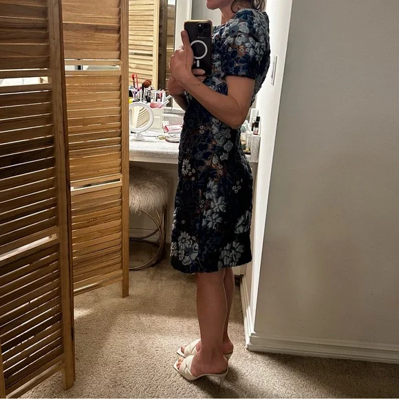 Burberry Prorsum Blue Metallic Short Sleeves Mini Dress size 4 - Picture 10 of 11